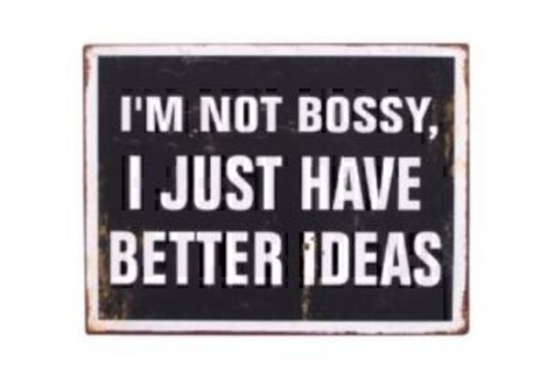 Shabby chic tin saying sign plaque with the caption 'I'm not bossy I just have better ideas'. Size 35x26cm